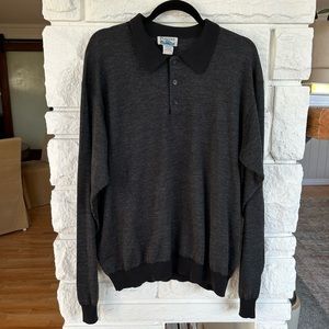 Puritan of Cape Cod 100% Merino Wool Striped Long Sleeve Polo Shirt